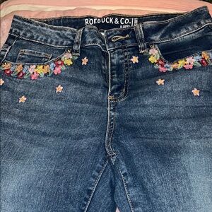 Women's Blue Embroidered Jeans